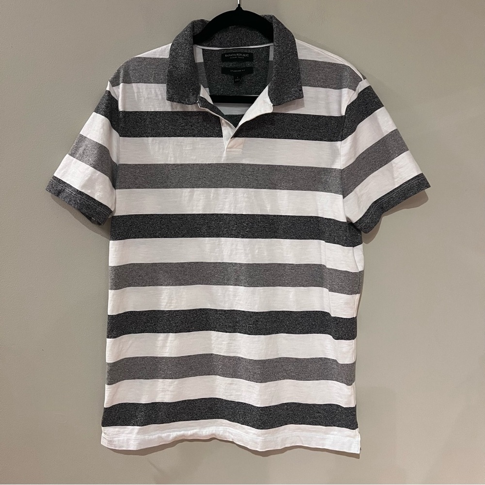 Banana Republic Gray Striped Polo